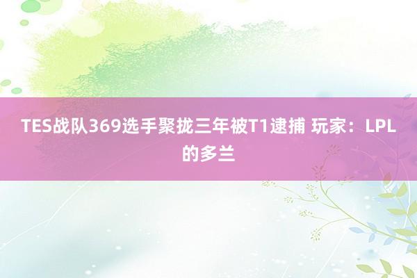 TES战队369选手聚拢三年被T1逮捕 玩家：LPL的多兰