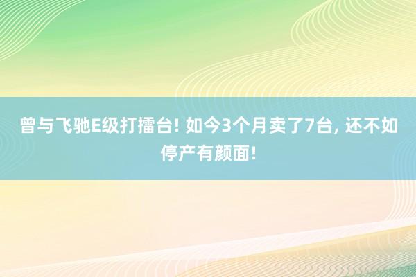 曾与飞驰E级打擂台! 如今3个月卖了7台, 还不如停产有颜面!