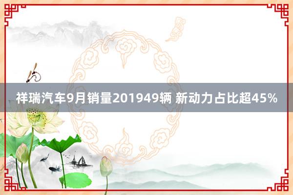 祥瑞汽车9月销量201949辆 新动力占比超45%